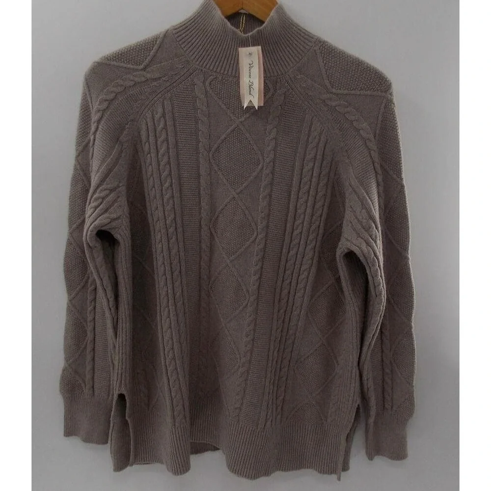 PHILOSOPHY Women's‎ Taupe Pebble Heather Mock Neck Long Sleeve Sweater Small NWT
